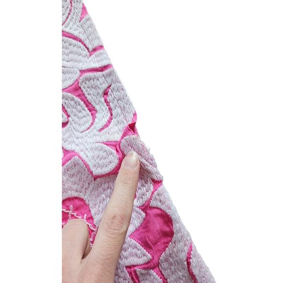 J.Marie Pink White Maya Dress Embroidered Floral Shift Dress Size X-Small - Picture 9 of 10